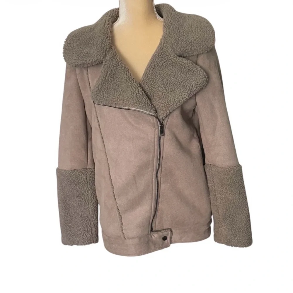 The Fifth Label Moto-Style Faux Suede Sherpa Jacket XS | Australian Brand
